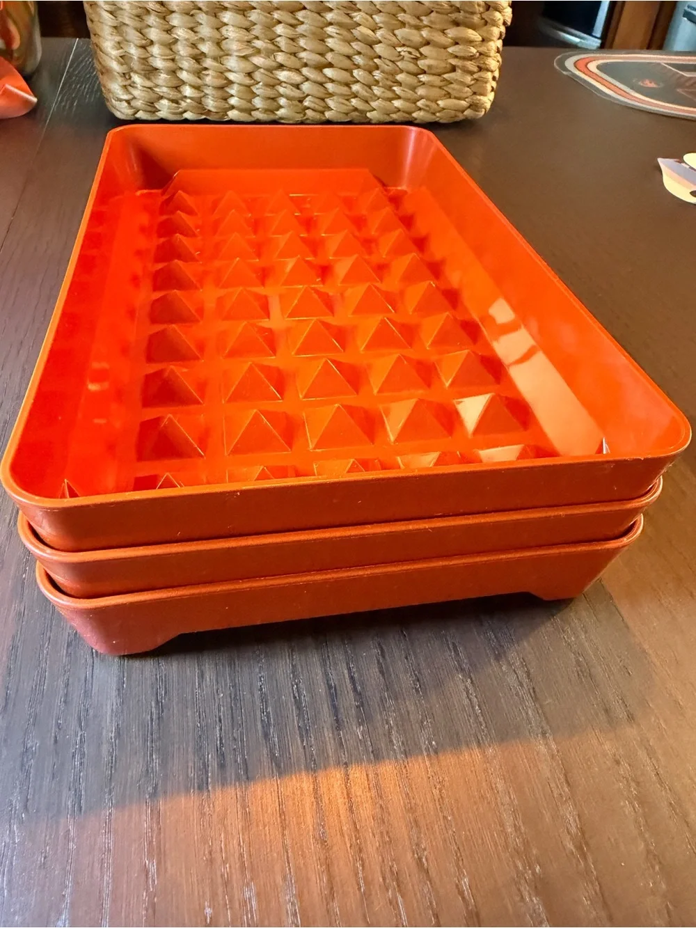 Set of 3 Vintage Tupperware Orange Food Storage Containers with White Lids
